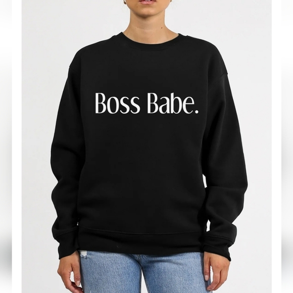 NWT- Brunette The Label Black 'Boss Babe' Sweatshirt- S/M - Picture 1 of 5